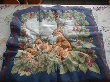 Cusion panels for sewing/quilting, Brown Rabbit theme,  Blue background/berries 