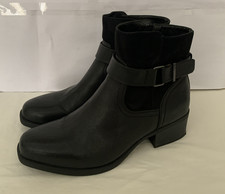 Evans - Anita Ankle Boots - Leather & Suede - Black - Zipped - UK 7 E Wide Fit