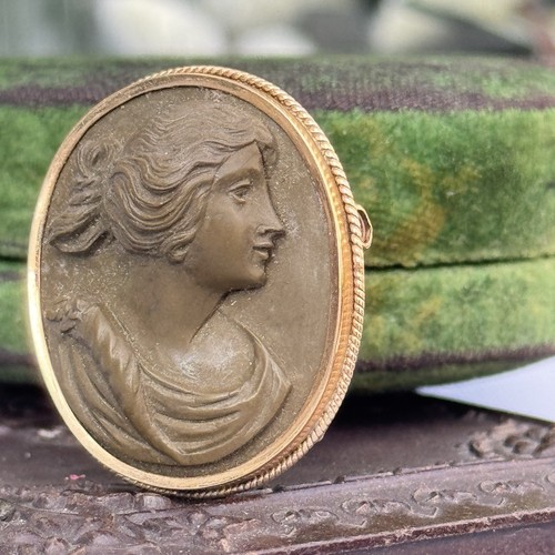 9ct gold framed lava cameo - framed,