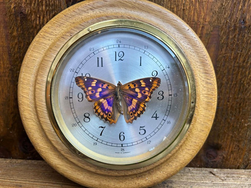 Round wooden wall clock - round,