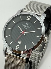 Oskar Emil Jupiter Classic Slim Layered Dial Quality Watch Silver Mesh Strap