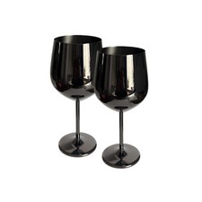 Stainless Steel Black Wine Glass (500ml) Set of 2