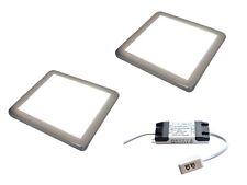 SQUARE KITCHEN CABINET LED LIGHT X 2 SLIM FLAT PANEL UNDER CUPBOARD COOL WHITE