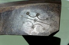 Antique 1800's German side axe blacksmith marks right handed collector home farm