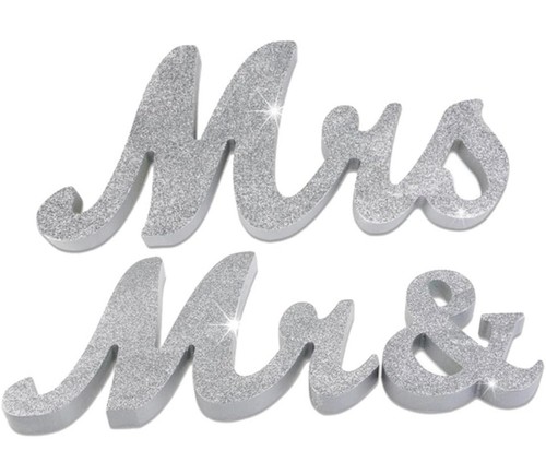 Silver glitter mrs wooden - &,