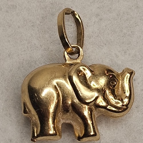 14k gold elephant pendant - gold,