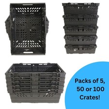 Used 600x400x190mm Bale Arm Supermarket Type Crate Boxes - 5, 50 & 100 box packs