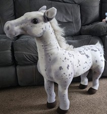DPL Leeds LARGE White ride on Appaloosa Horse standing plush 24" Tall x 30" wide