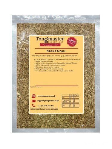 Dried kibbled ginger flakes - kibbled,