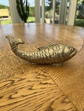 Heavy Silver Metal Fish Ornament Figurine Statue