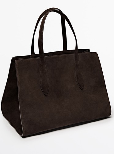 Massimo dutti suede brown tote - suede,
