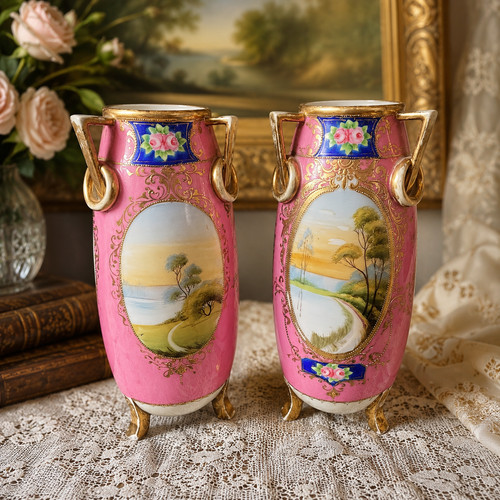 Pair antique noritake hand - noritake,