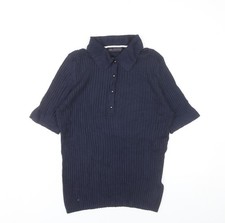 Marks and Spencer Womens Navy Blue Polo Shirt Size 16 Short Sleeve Knit