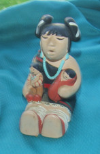 Teissedre 1987  Native American mother and babies pottery  figurine  signed RARE
