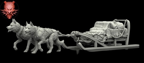 32mm dog sled - dog, resin)