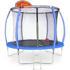 Air League Amigo 8ft Trampoline with Enclosure and Basketball Free Shoe Tidy & L