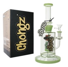Chongz 23.5cm “Duncan Thickett” Green Accent Glass Waterpipe