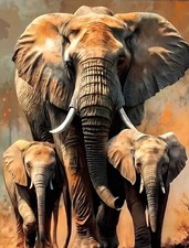African Elephant Family Wall
