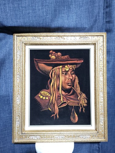 Vintage black velvet - velvet, painting.