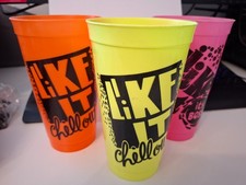 McDONALDS NEON PLASTIC CUPS X3