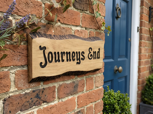 Custom oak house name sign - house,