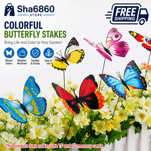Colourful butterfly stakes - colourful,