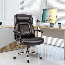 Swivel Task Chair 227kg Leather Office Chair w/Extra Wide Seat-Coffee