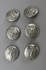 Set of 6 Antique Edwardian Cherub Buttons Hallmarked Silver, Theodore Hartmann