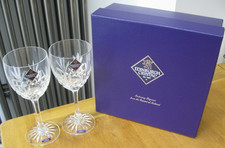 2x Edinburgh Crystal Tay Wine Glasses 6 7/8" Height- Labelled, Signed & Boxed
