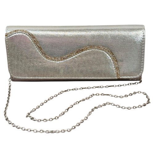 Silver satin clutch - satin, purse