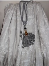 ORIGINAL LAURA ASHLEY JOSETTE DOVE GREY EYELET CURTAINS/MATCHING FABRIC TIEBACKS