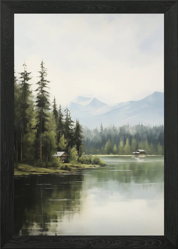 Serene lakeside cabin framed - serene,