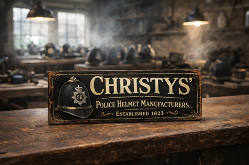 Police helmet wooden signs - police,