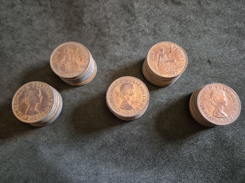 Qe2 old penny coins - qe2,