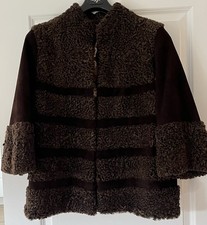Real Astrakhan Fur and Suede Coat Size 14-16