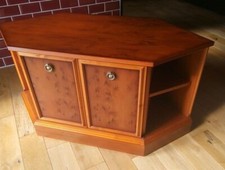 Solid wood corner TV cabinet, walnut, 103cm x 53cm, 2 pull out drawers