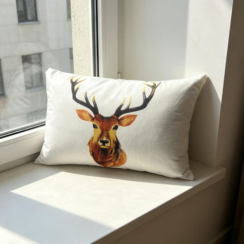 Stag deer head print throw - head,