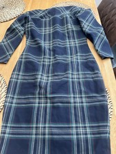ZARA women navy and green tartan dress