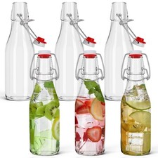 HEFTMAN Clip Top Preserve Bottles Glass Bottles Airtight Beverages 6 Pack 250ml