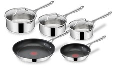 Jamie Oliver by Tefal Cook's Direct E304S544 5-Piece Pan Set - Stainless Steel