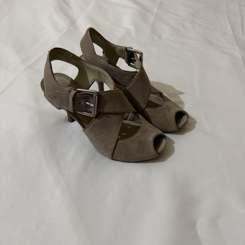 Clarks beige suede peep toe - clarks,