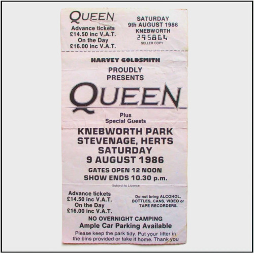 Queen knebworth ticket - ticket, +