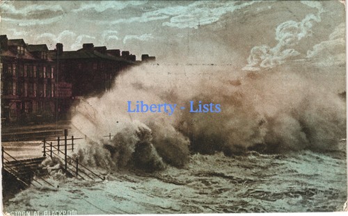 Blackpool storm postcard - postcard, to