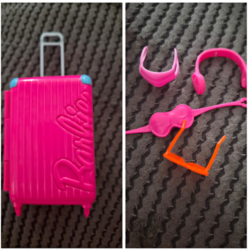 Barbie pink rolling suitcase - barbie,