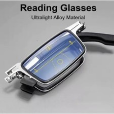 Unisex Folding Reading Glasses Transparent Lenses Full Metal Frame Anti Blue Lig
