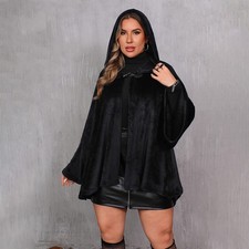 UK Women Plus Size Velvet Coat