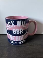 Jack Wills GBR Fine Goods Fore St Devon Pink & Navy Blue Ceramic Stripe Mug