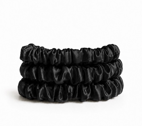 Black silk scrunchies momme - silk,