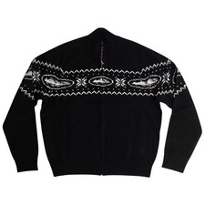 Corteiz Holiday Knit Zip Up Sweater Black/White