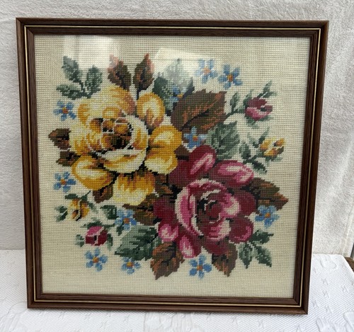 Vintage framed floral rose - vintage,